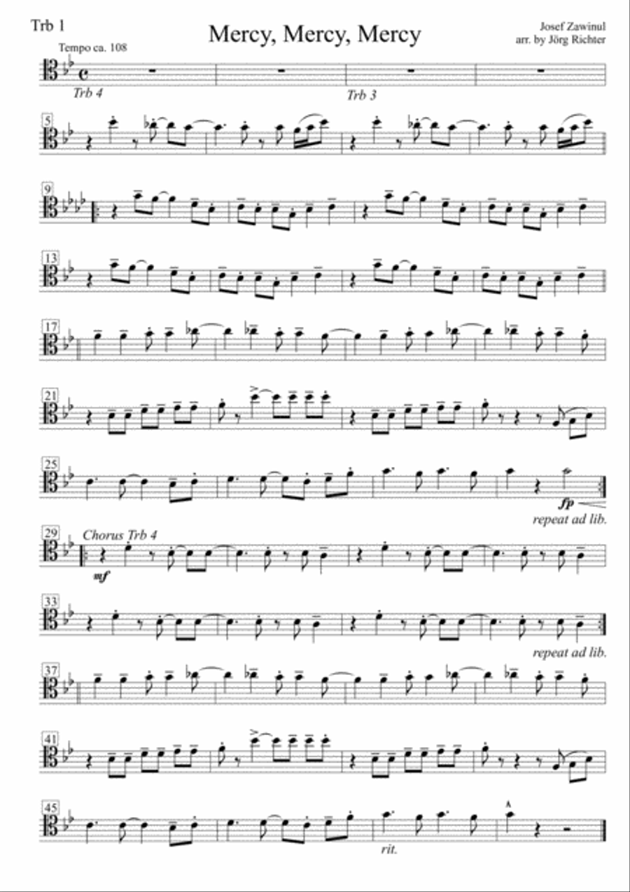 Mercy, Mercy, Mercy Mercy, Mercy, Mercy Brass Quintet scores gallery preview page 6