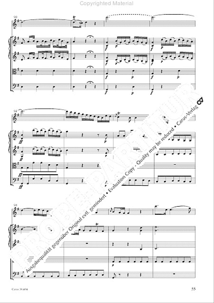 Concerto for Flute in D major (Concerto per il Flauto traverso in D / Flotenkonzert in D) Flute Solo scores gallery preview page 57