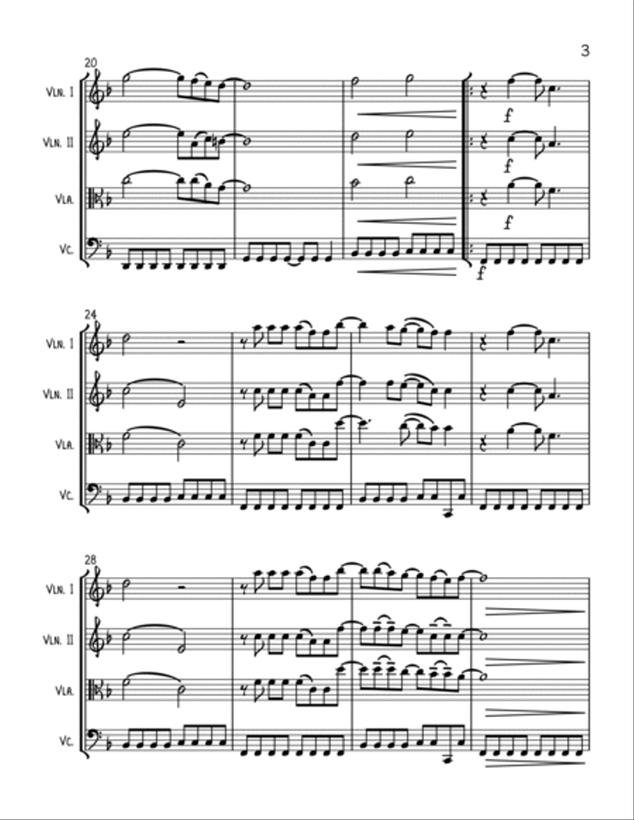 Hungry Eyes String Quartet scores gallery preview page 3