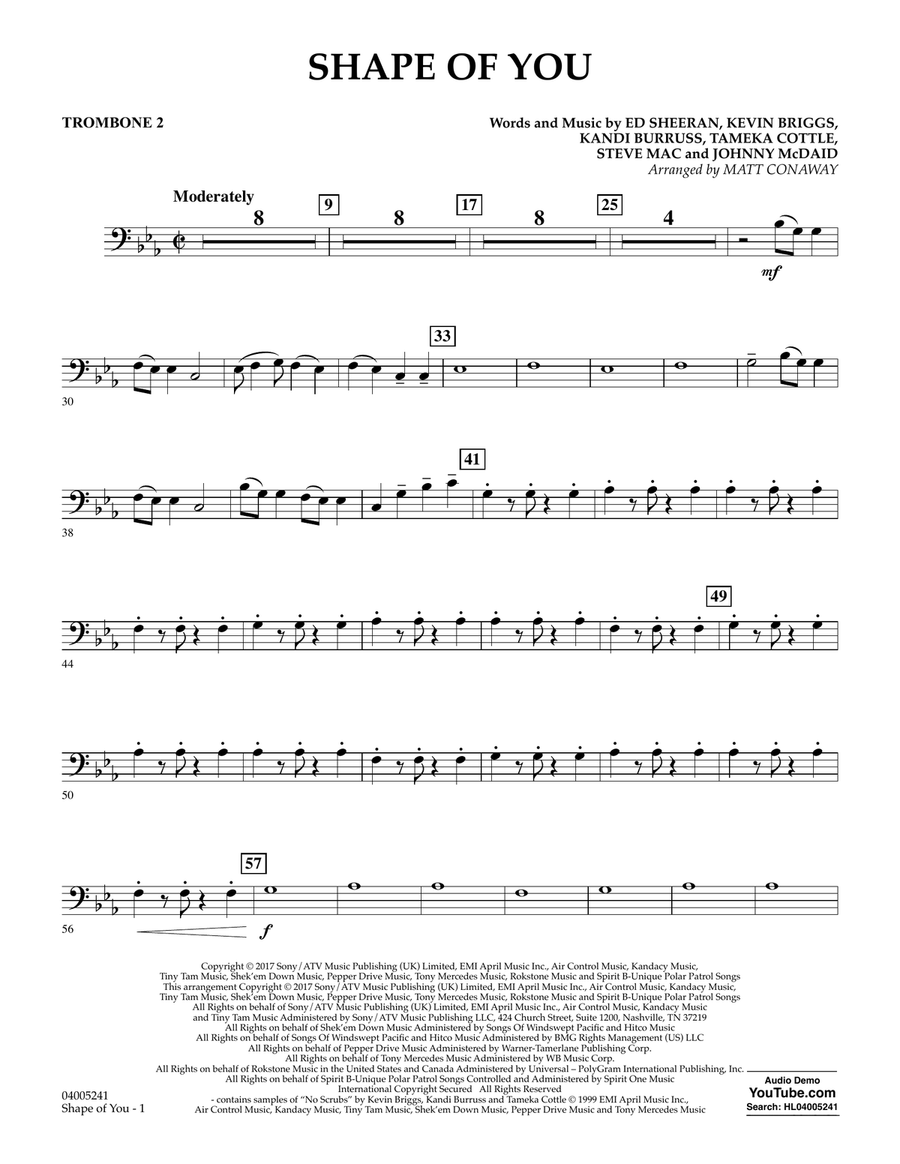Shape of You - Trombone 2 Trombone scores gallery preview page 1