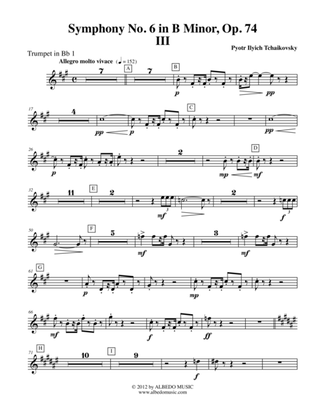 Book cover for ‪Tchaikovsky‬ Symphony No. 6, Movement III - Trumpet in Bb 1 (Transposed Part), Op. 74
