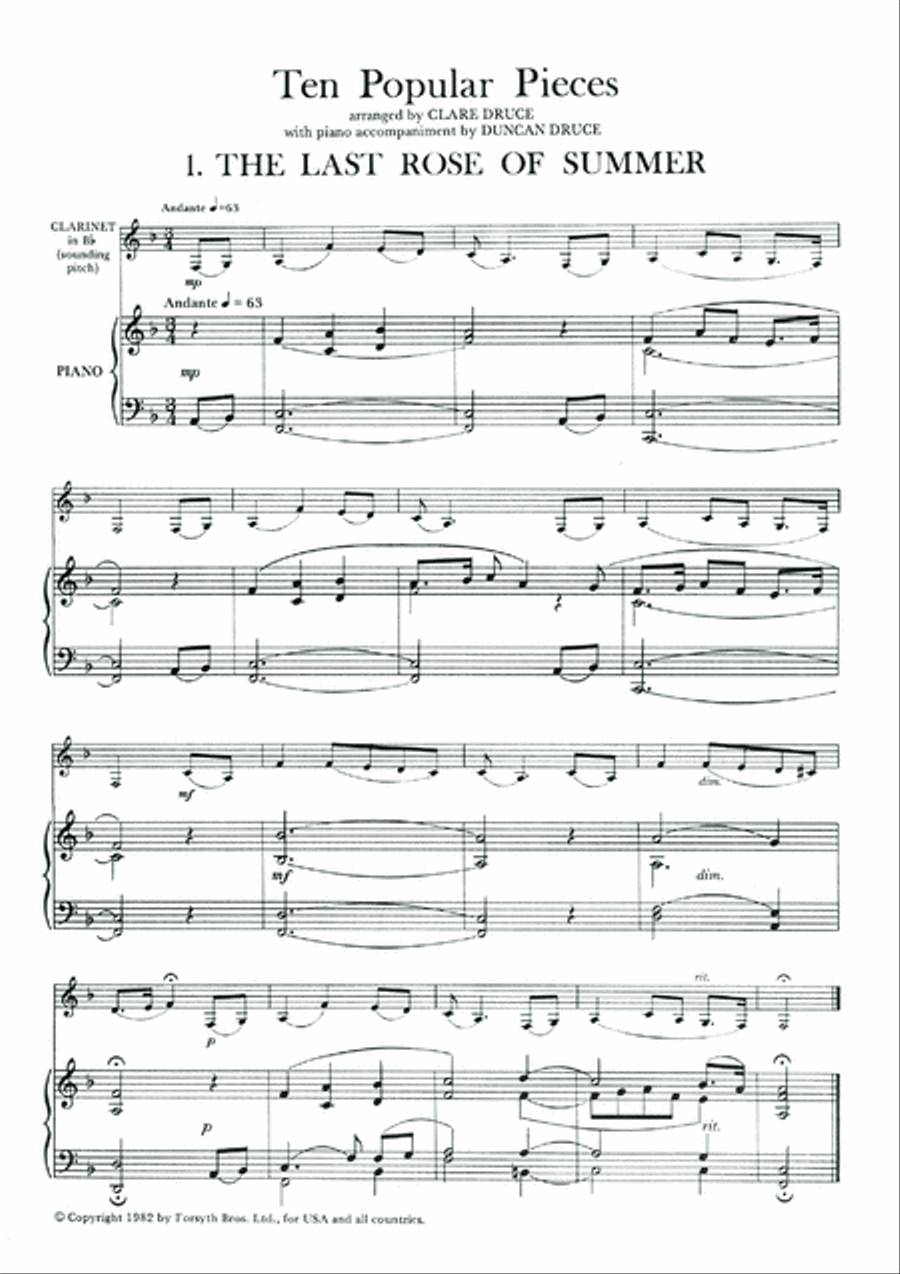 Ten Popular Pieces for Clarinet B-Flat Clarinet scores gallery preview page 3