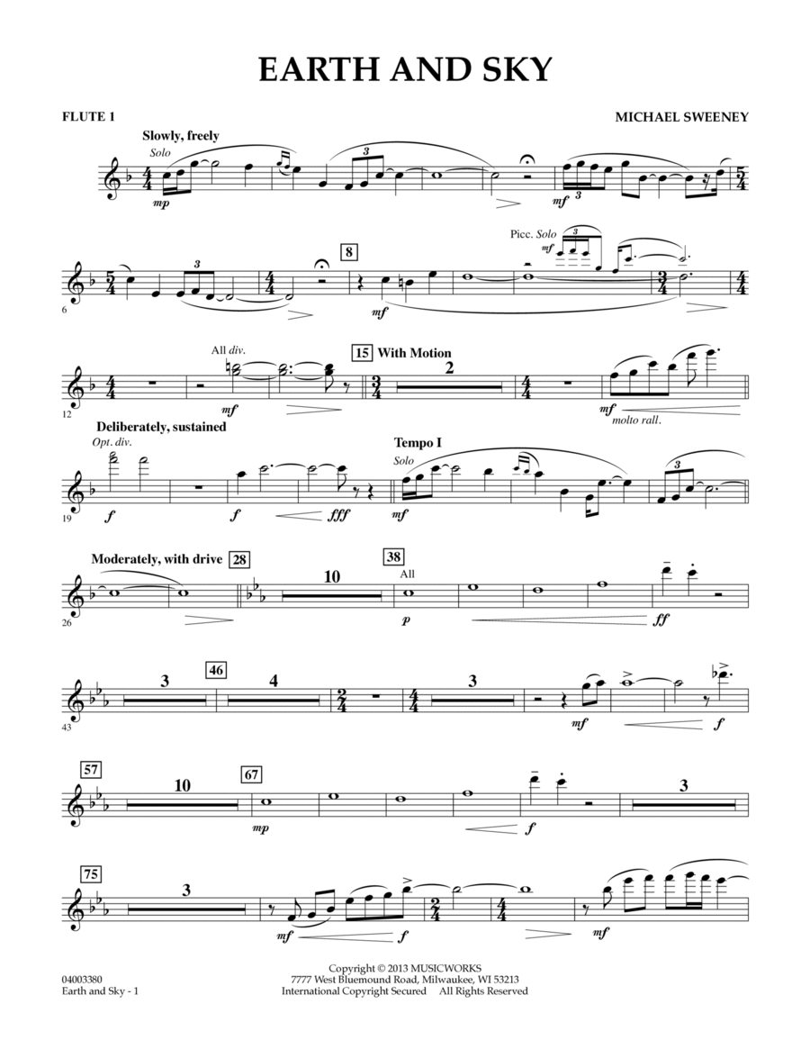 Earth and Sky - Flute 1 Concert Band scores gallery preview page 1