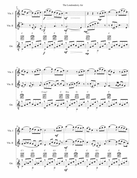 The Londonderry Air (Oh Danny Boy) for 2 violins and guitar image number null