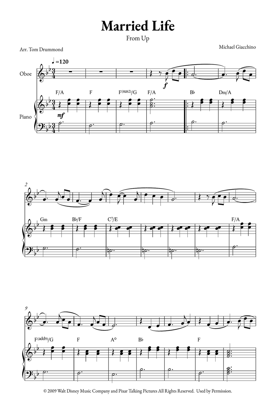 Married Life Piano scores gallery preview page 1