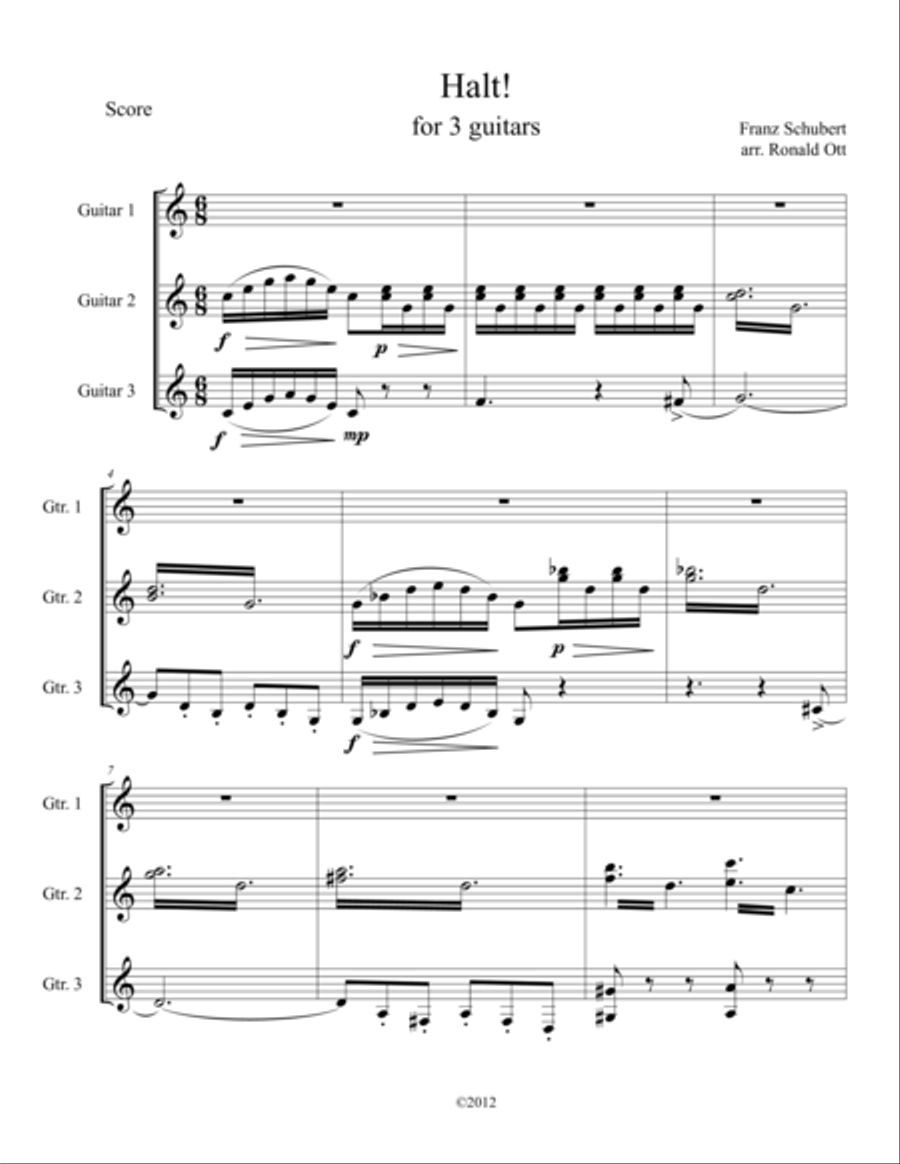 Halt! Guitar Ensemble scores gallery preview page 1