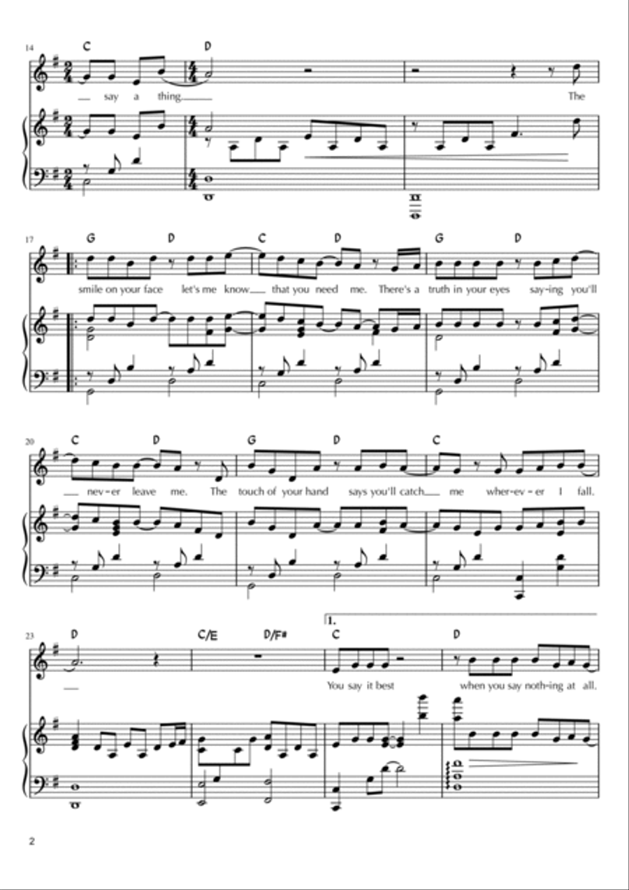 When You Say Nothing At All Piano, Vocal, Guitar scores gallery preview page 2