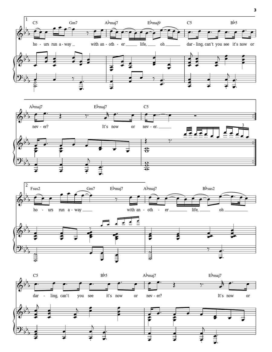 Now Or Never Now Or Never Piano, Vocal scores gallery preview page 3