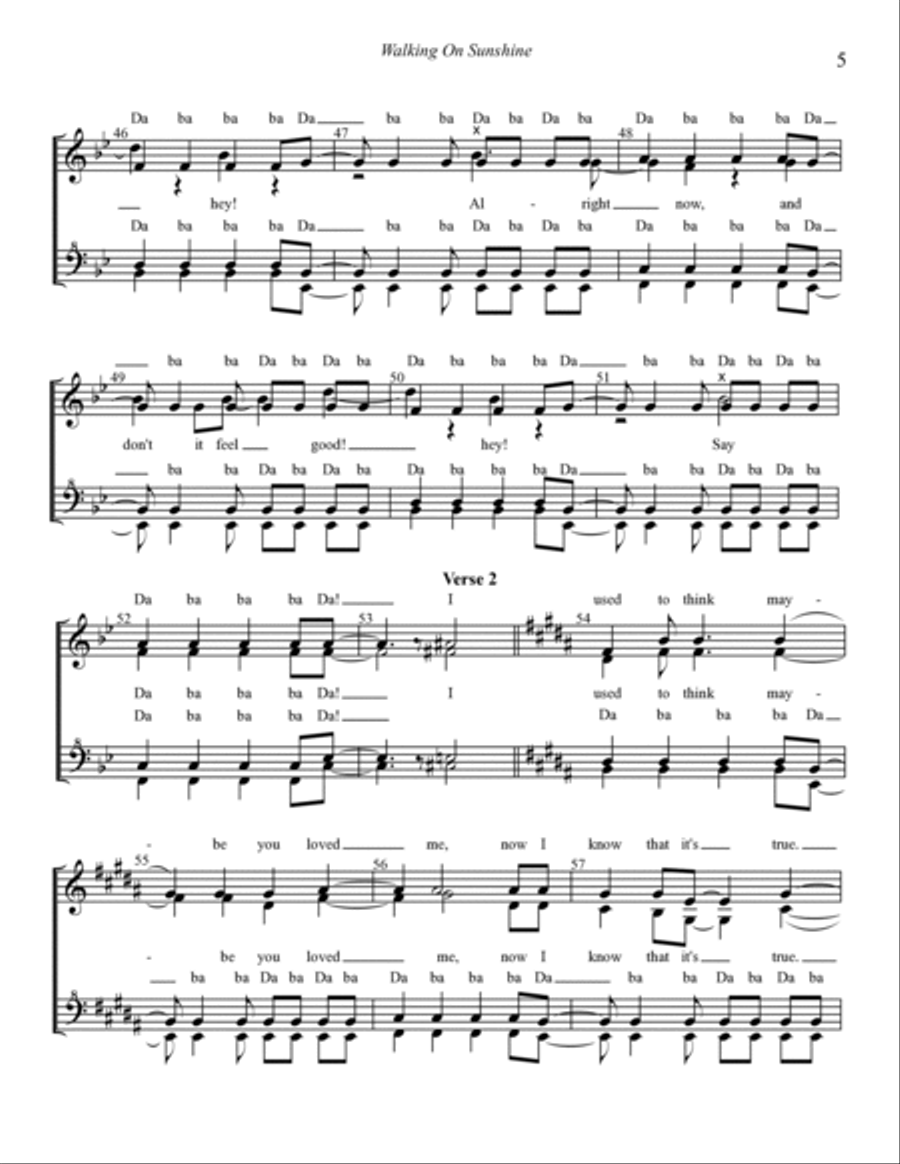 Walking On Sunshine SSAA scores gallery preview page 5