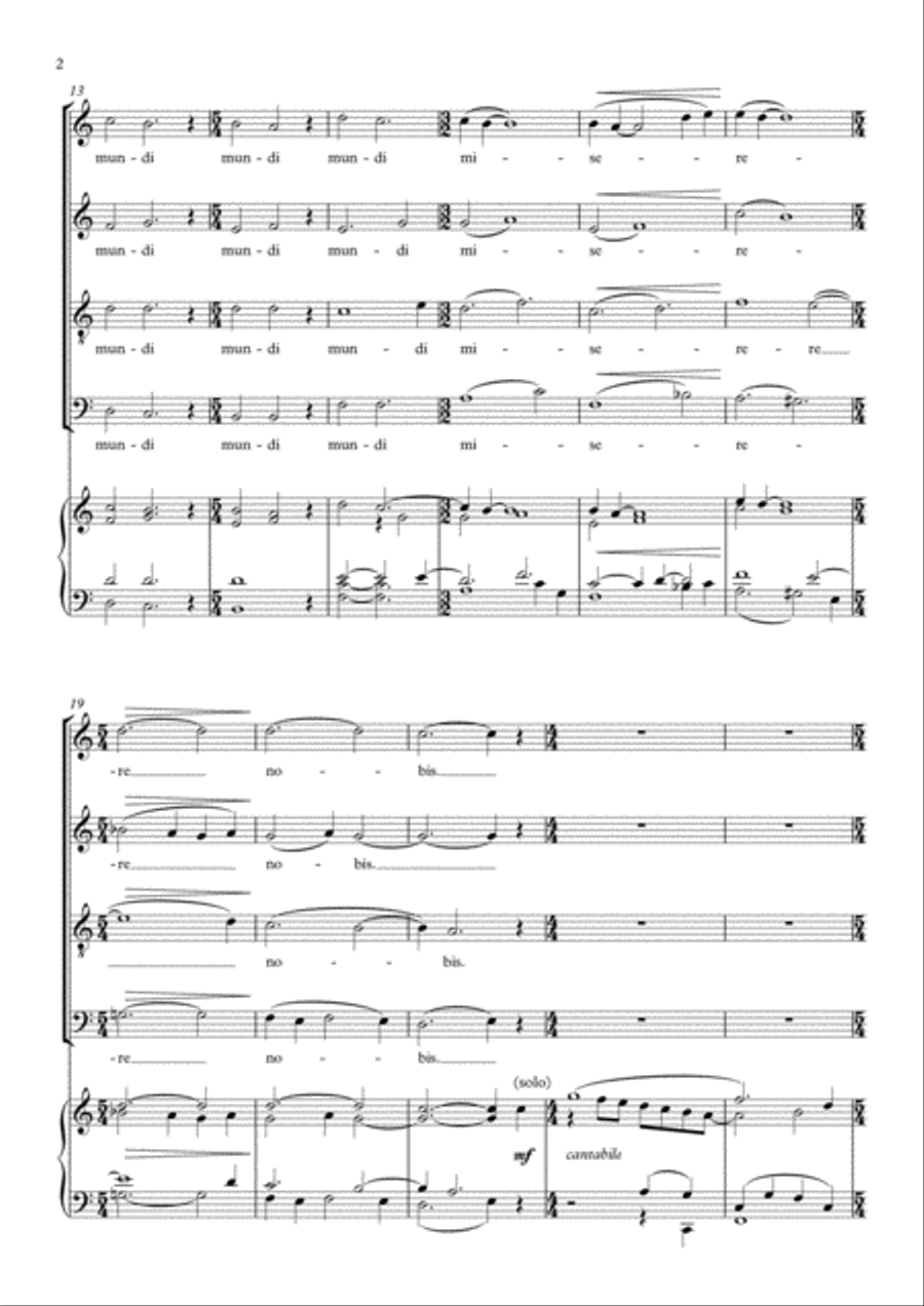 Agnus Dei for SATB choir and Organ 4-Part scores gallery preview page 2