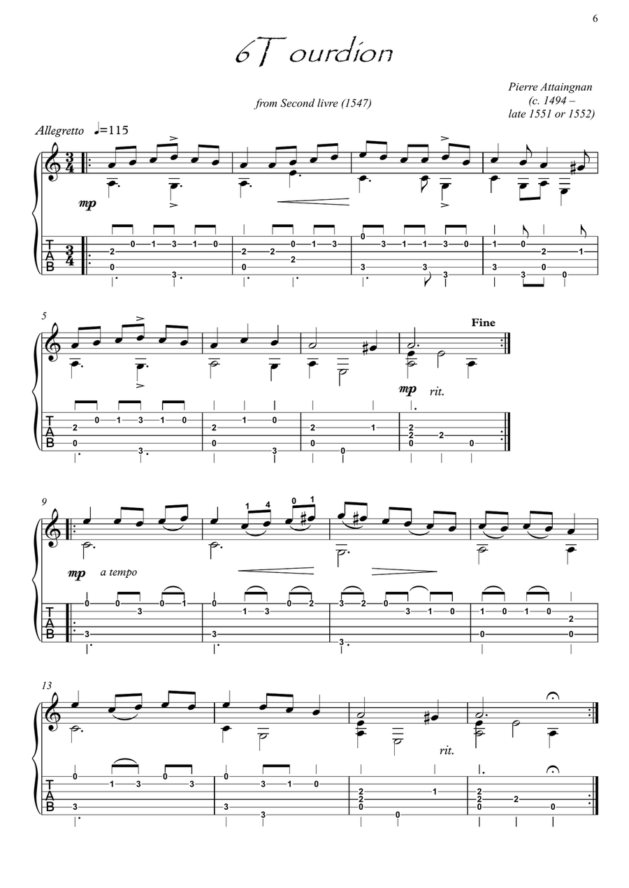 Baroque music for Guitar solo Acoustic Guitar scores gallery preview page 6