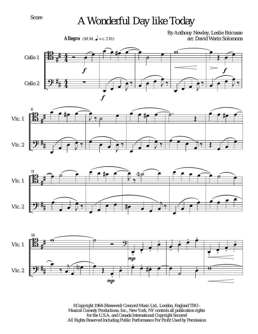 A Wonderful Day Like Today String Duet scores gallery preview page 1