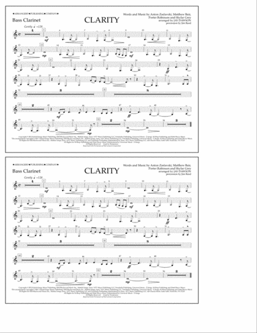 Clarity - Bass Clarinet Marching Band scores gallery preview page 1