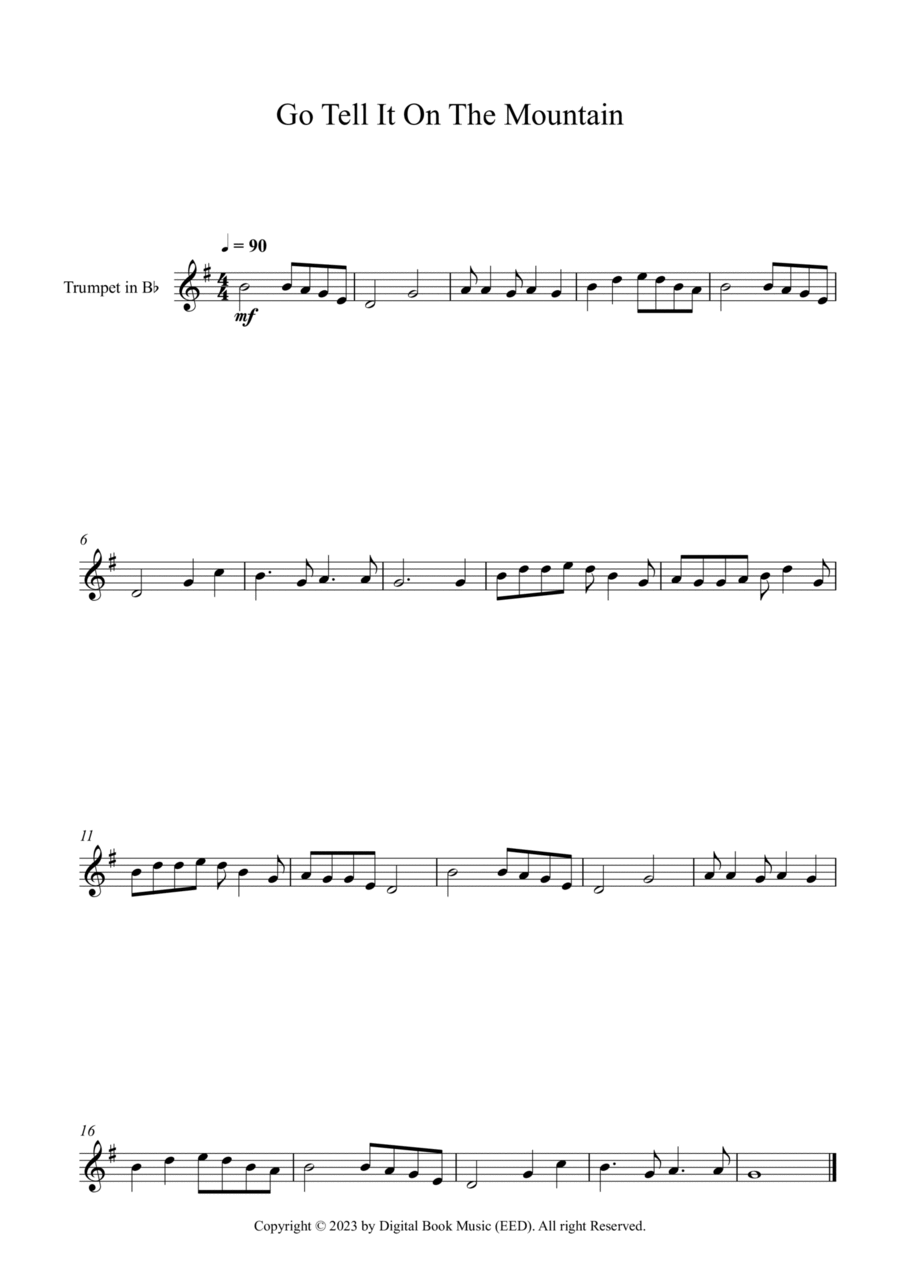 Go Tell It On The Mountain (Trumpet) B-Flat Trumpet scores gallery preview page 1