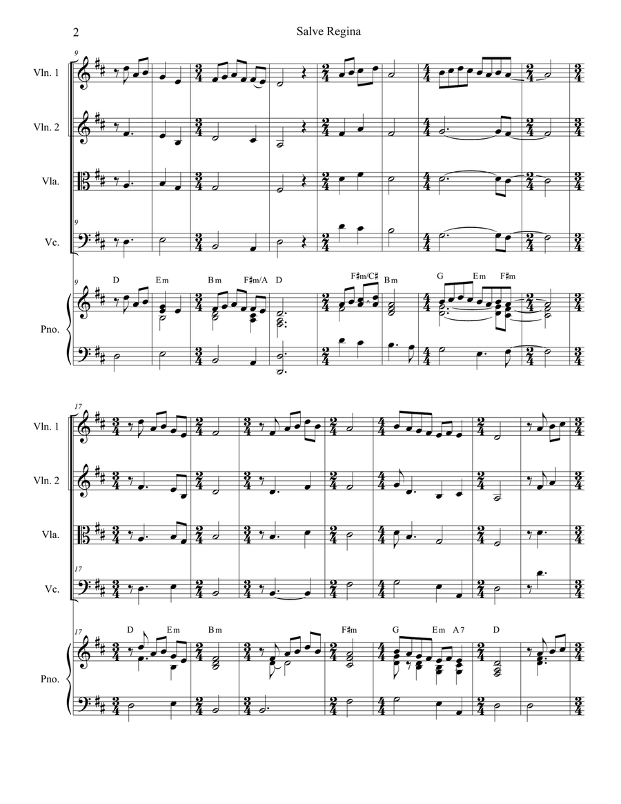 Salve Regina (Chant) (String Quartet and Piano) Piano Quintet scores gallery preview page 3