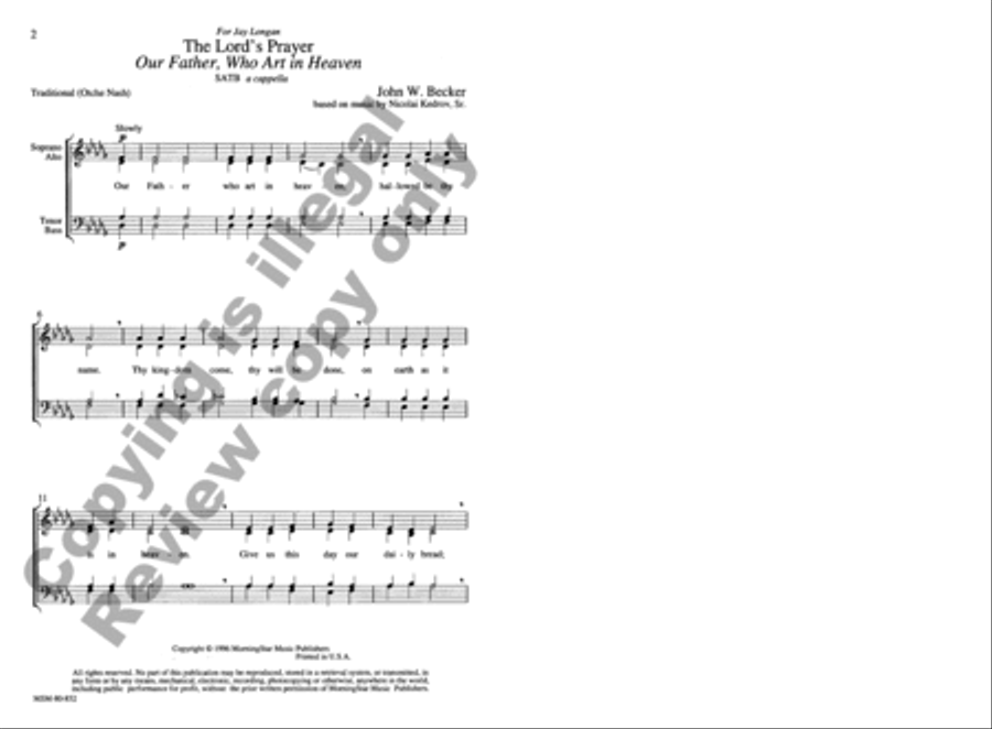The Lord's Prayer 4-Part scores gallery preview page 2