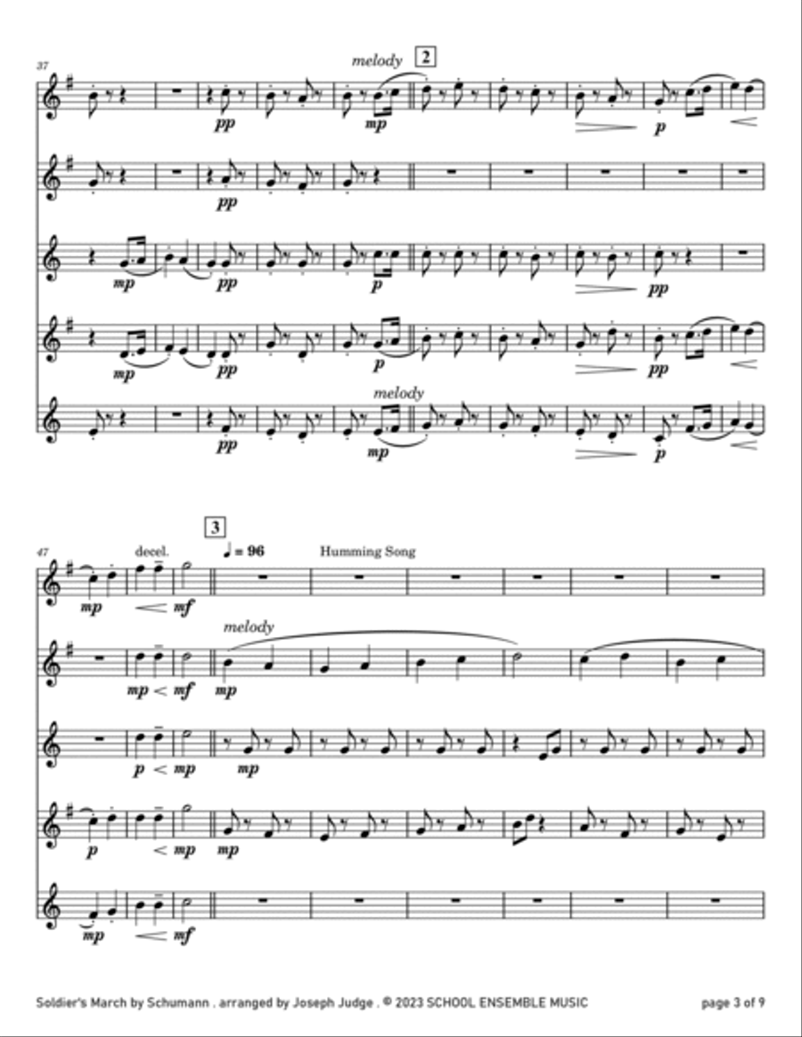 Soldier's March by Schumann for Saxophone Quartet in Schools Saxophone Quartet scores gallery preview page 3