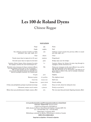 Book cover for Les 100 de Roland Dyens - Chinese Reggae
