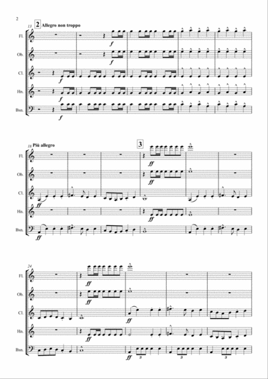 Saint-Saëns: The Carnival of the Animals -I.Introduction et Marche Royal - wind quintet Woodwind Quintet scores gallery preview page 2