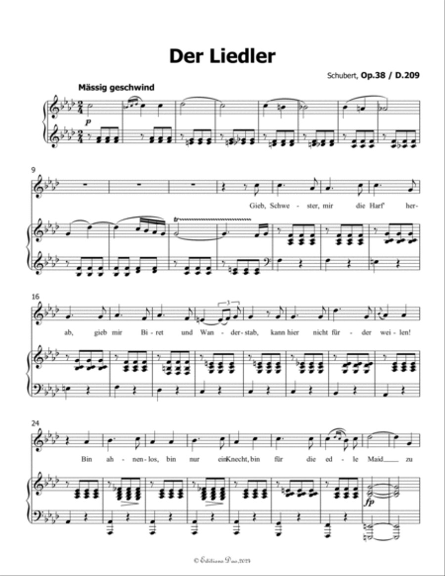 Der Liedler, by Schubert, Op.38(D.209), in f minor Voice scores gallery preview page 3