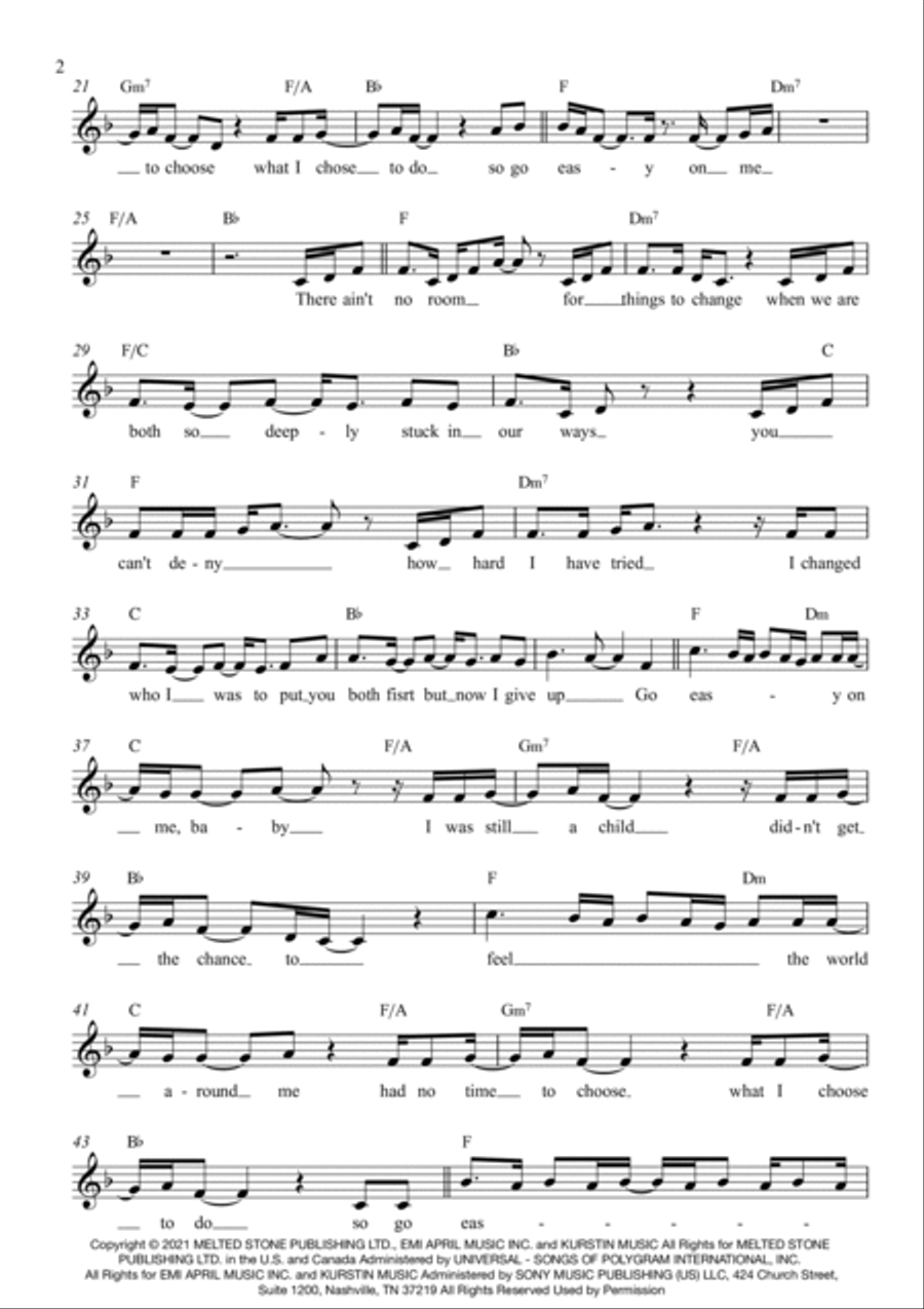 Easy On Me Easy On Me Piano, Vocal, Guitar scores gallery preview page 2