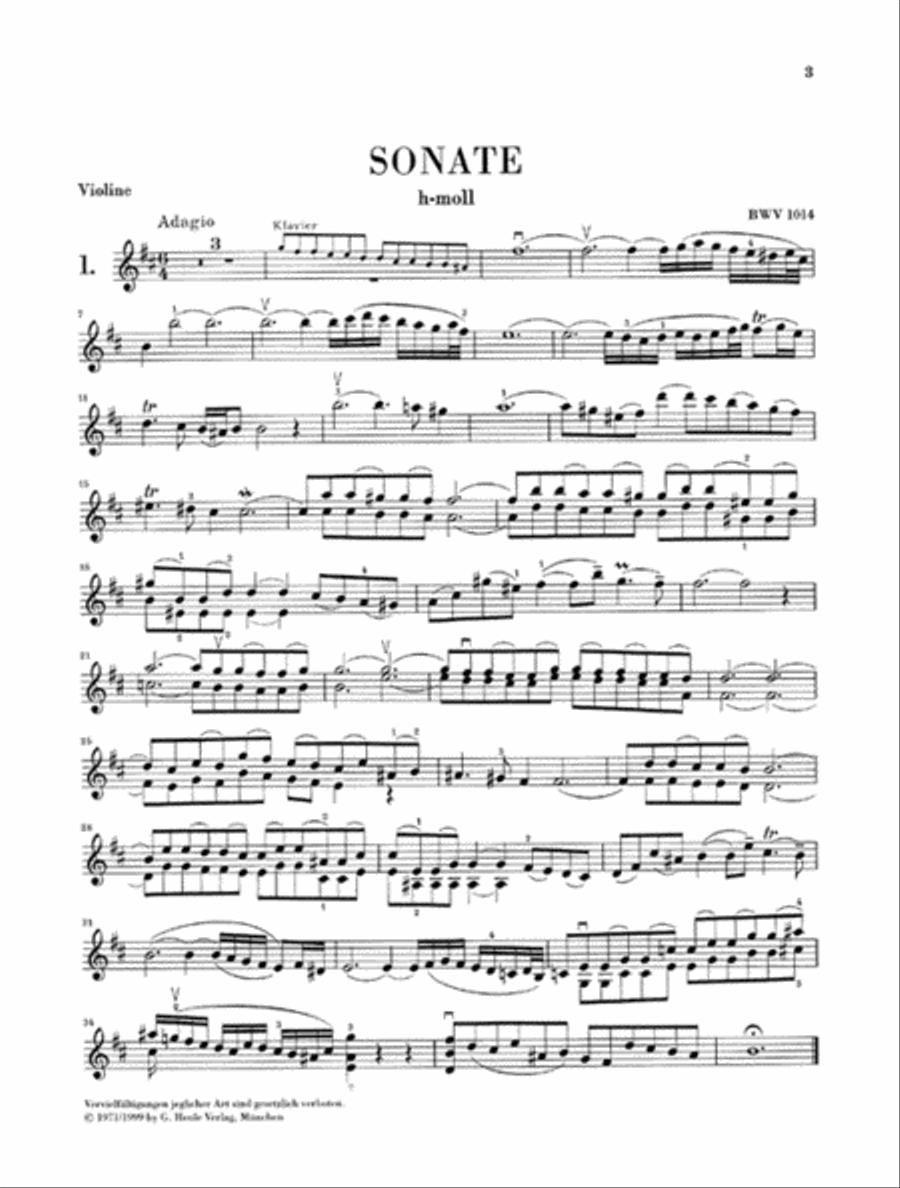 Sonatas for Violin and Piano (Harpsichord) 1-3 BWV 1014-1016 Violin Solo scores gallery preview page 3