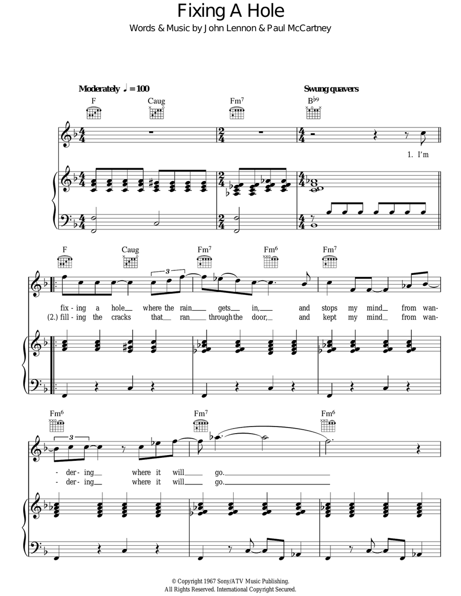 Fixing A Hole Acoustic Guitar scores gallery preview page 1