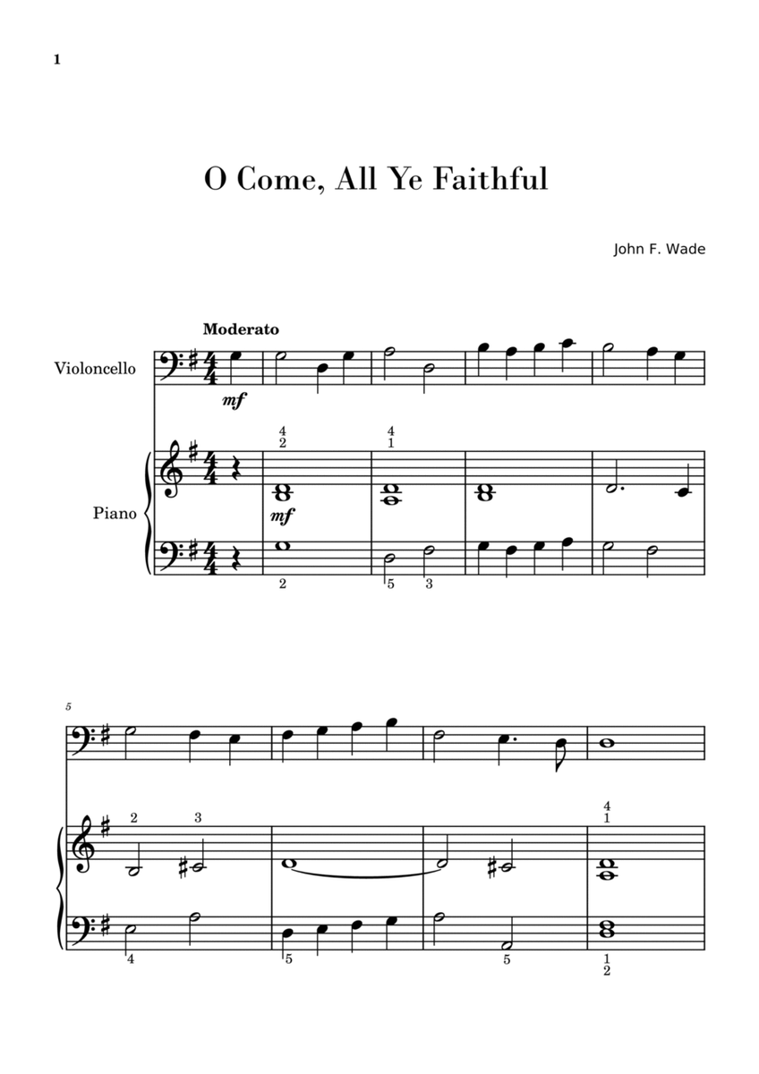 O Come, All Ye Faithful (Easy Cello with Piano Accompaniment) image number null