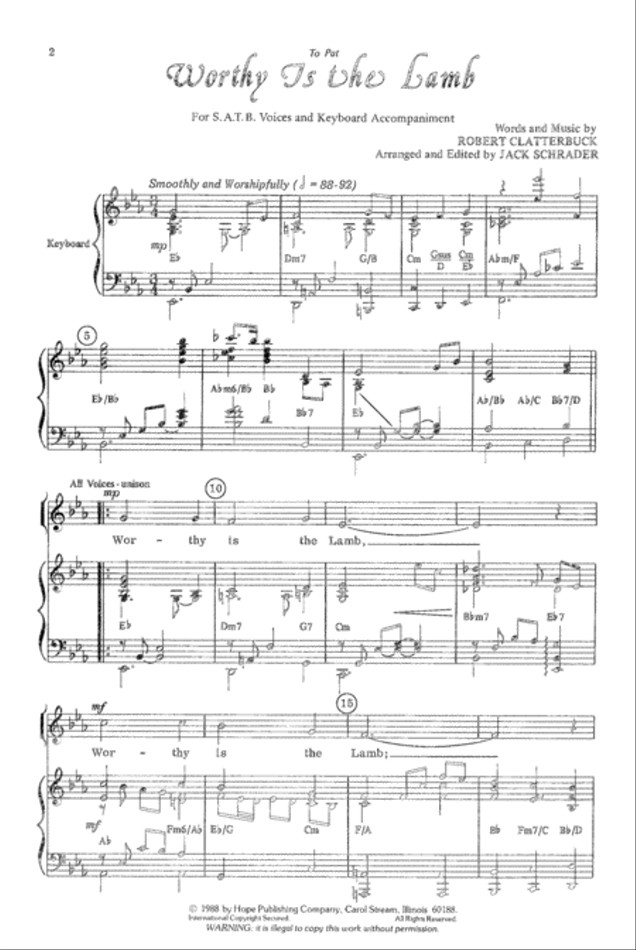 Worthy Is the Lamb Worthy Is the Lamb 4-Part scores gallery preview page 2