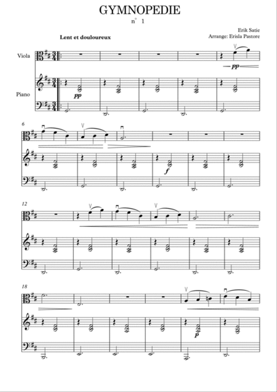 Gymnopedie - n°1 for viola and piano Piano scores gallery preview page 2