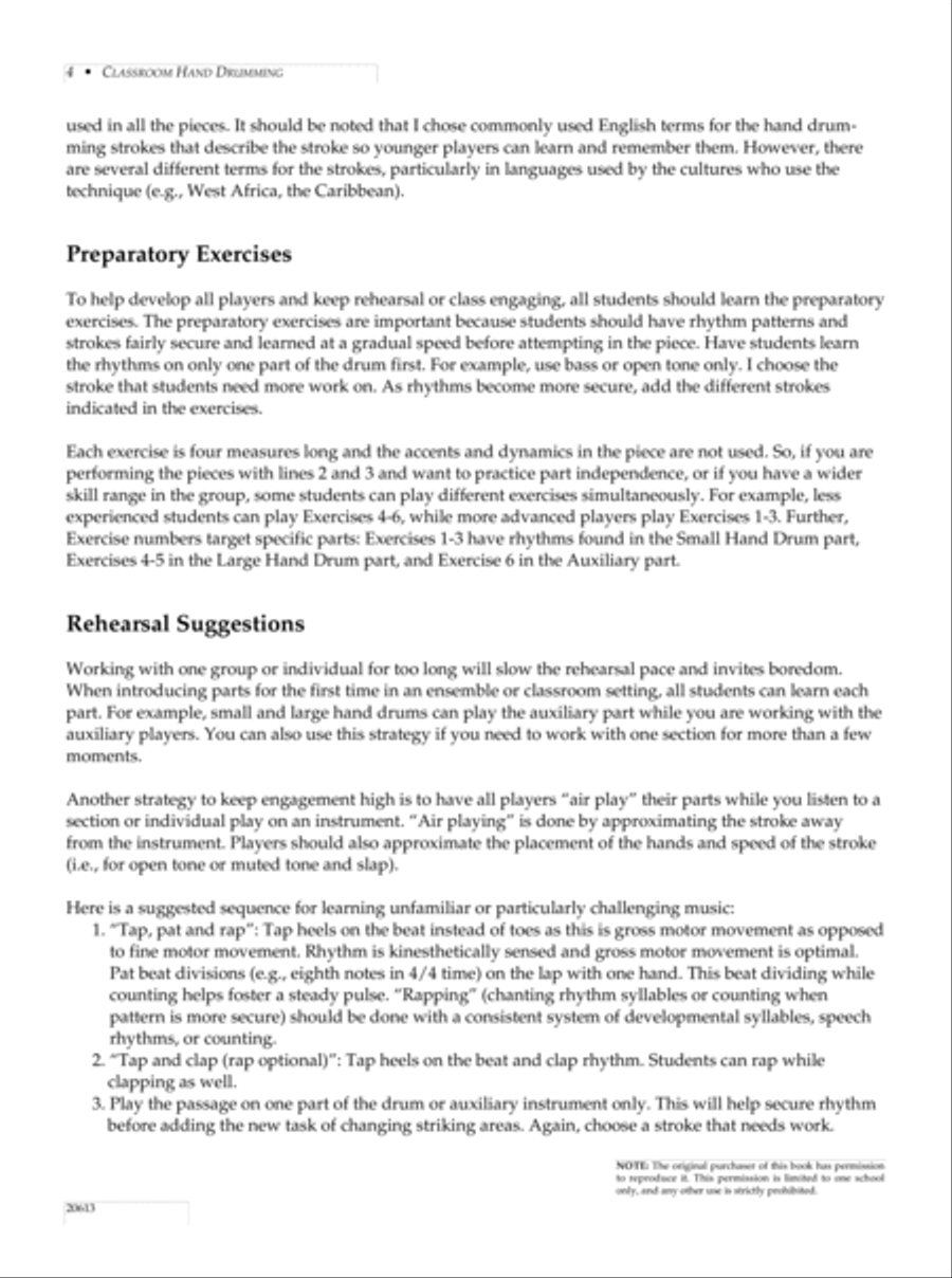 Classroom Hand Drumming (6 pieces for traditional percussion instruments or buckets) Drums scores gallery preview page 4