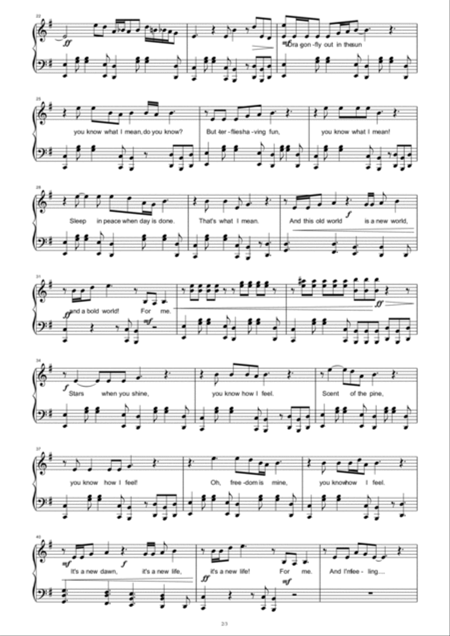 Feeling Good Feeling Good Piano Solo scores gallery preview page 2