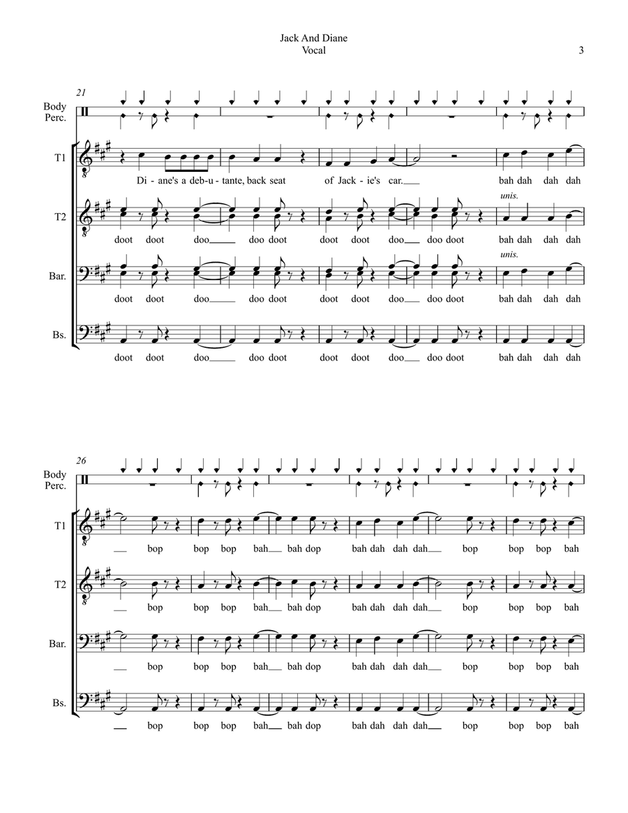 Jack And Diane TTBB scores gallery preview page 3