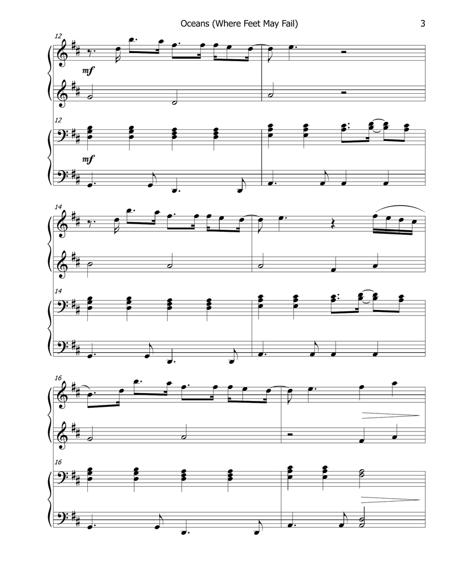Oceans (Where Feet May Fail) Piano scores gallery preview page 3