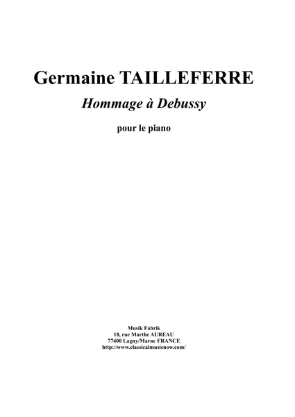 Germaine Tailleferre - Hommage à Debussy for Piano