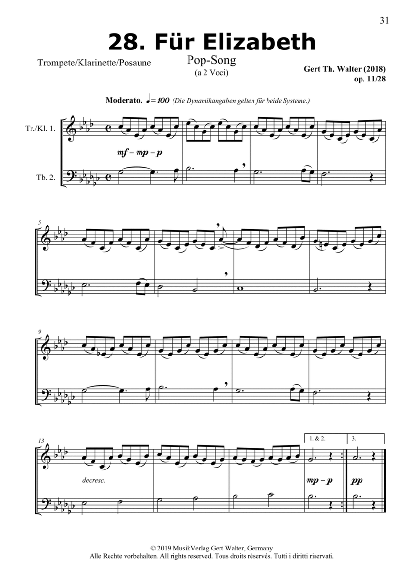 For Elizabeth (from Brass Pop Romanticists) - Score Only image number null