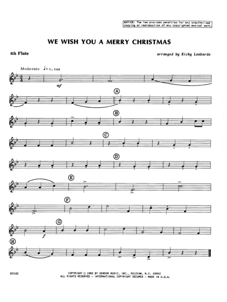 We Wish You A Merry Christmas - 4th Flute