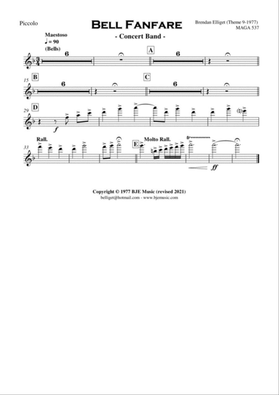 Bell Fanfare - Concert Band Score and Parts PDF Concert Band scores gallery preview page 6