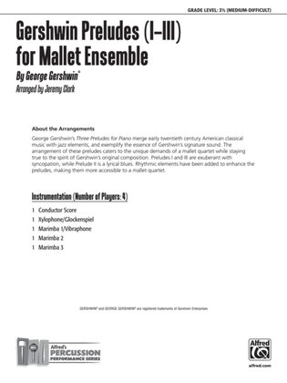 Book cover for Gershwin Preludes (I-III) for Mallet Ensemble: Score