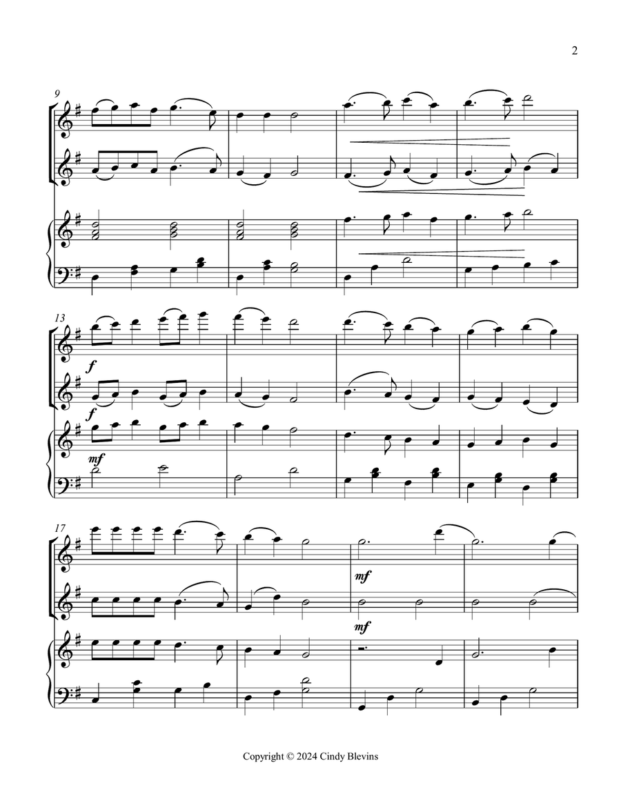 Deck the Halls, for Flute, Oboe and Piano Woodwind Duet scores gallery preview page 3