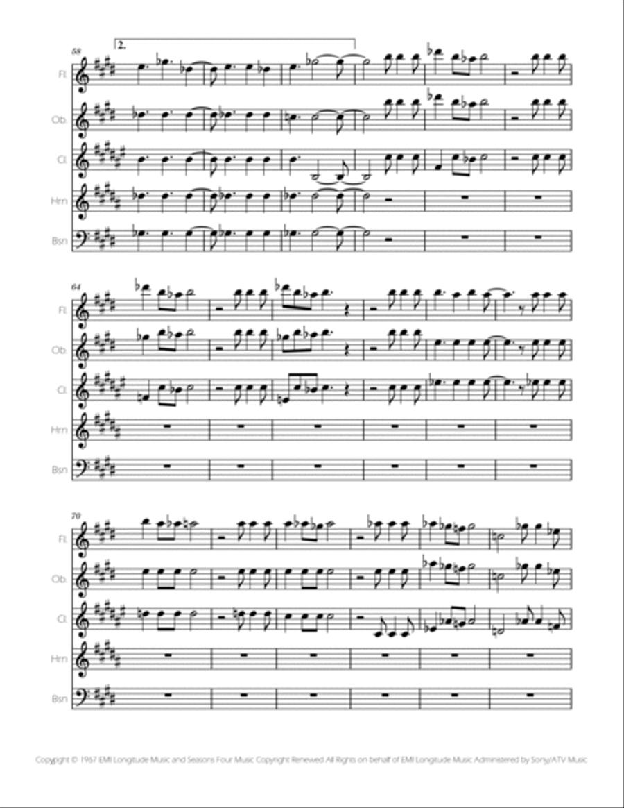 Can't Take My Eyes Off Of You Woodwind Quintet scores gallery preview page 6