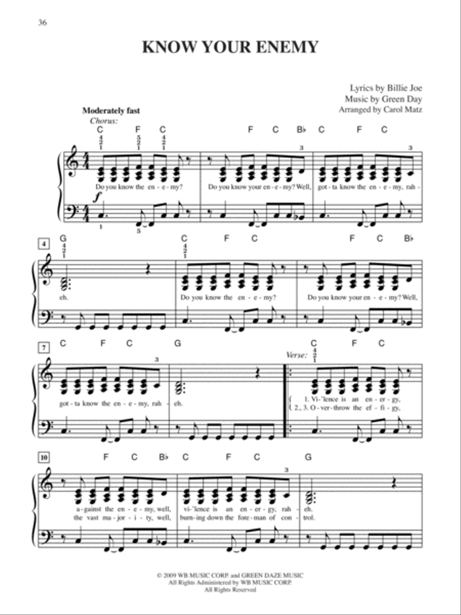 Green Day Sheet Music Anthology Easy Piano scores gallery preview page 10