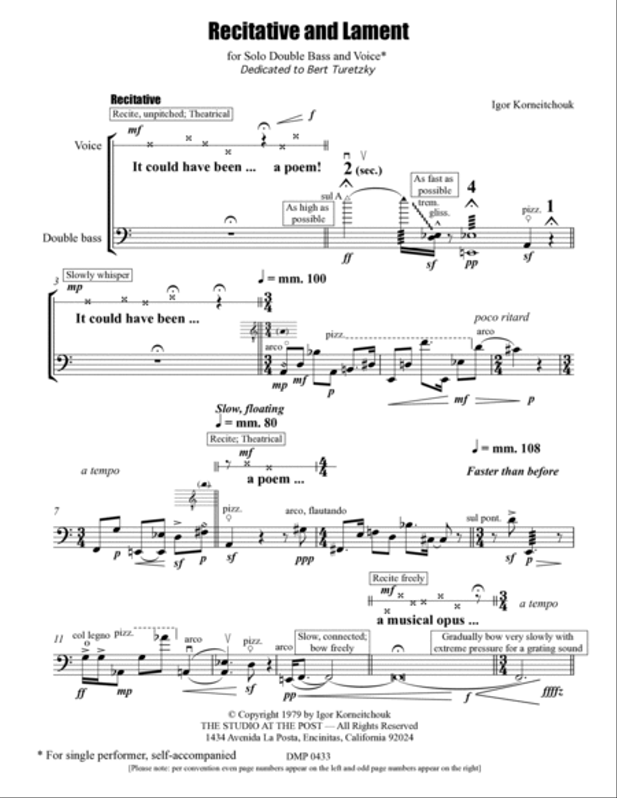 Recitative and Lament Double Bass scores gallery preview page 3