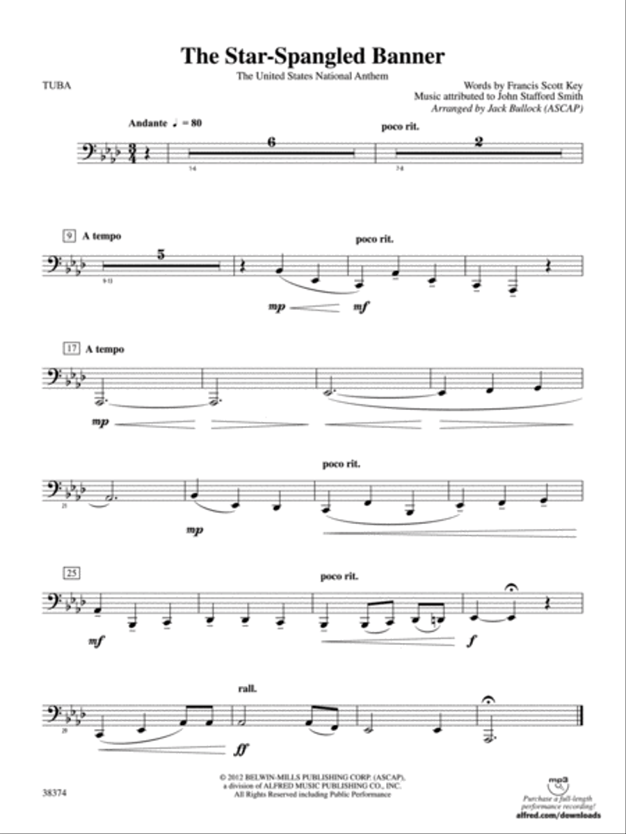 The Star-Spangled Banner: Tuba Concert Band scores gallery preview page 1