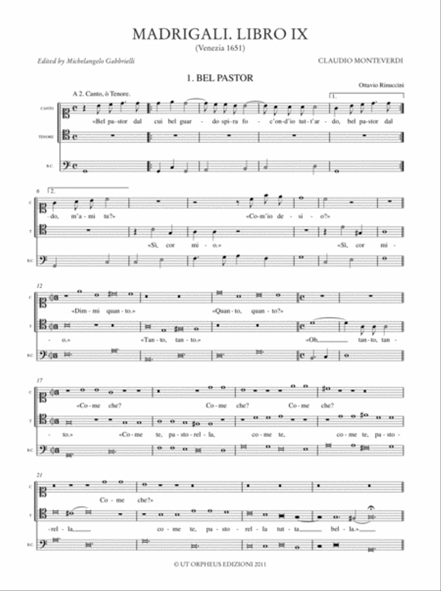 Madrigali. Libro IX (Venezia 1651) [original clefs] Score scores gallery preview page 5