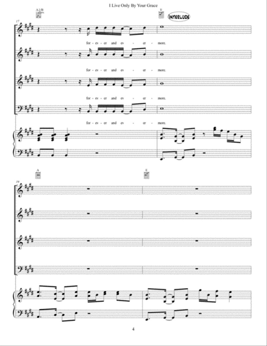 I Live Only By Your Grace 4-Part scores gallery preview page 4