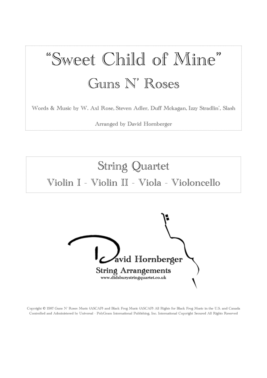 Sweet Child O' Mine String Quartet scores gallery preview page 1