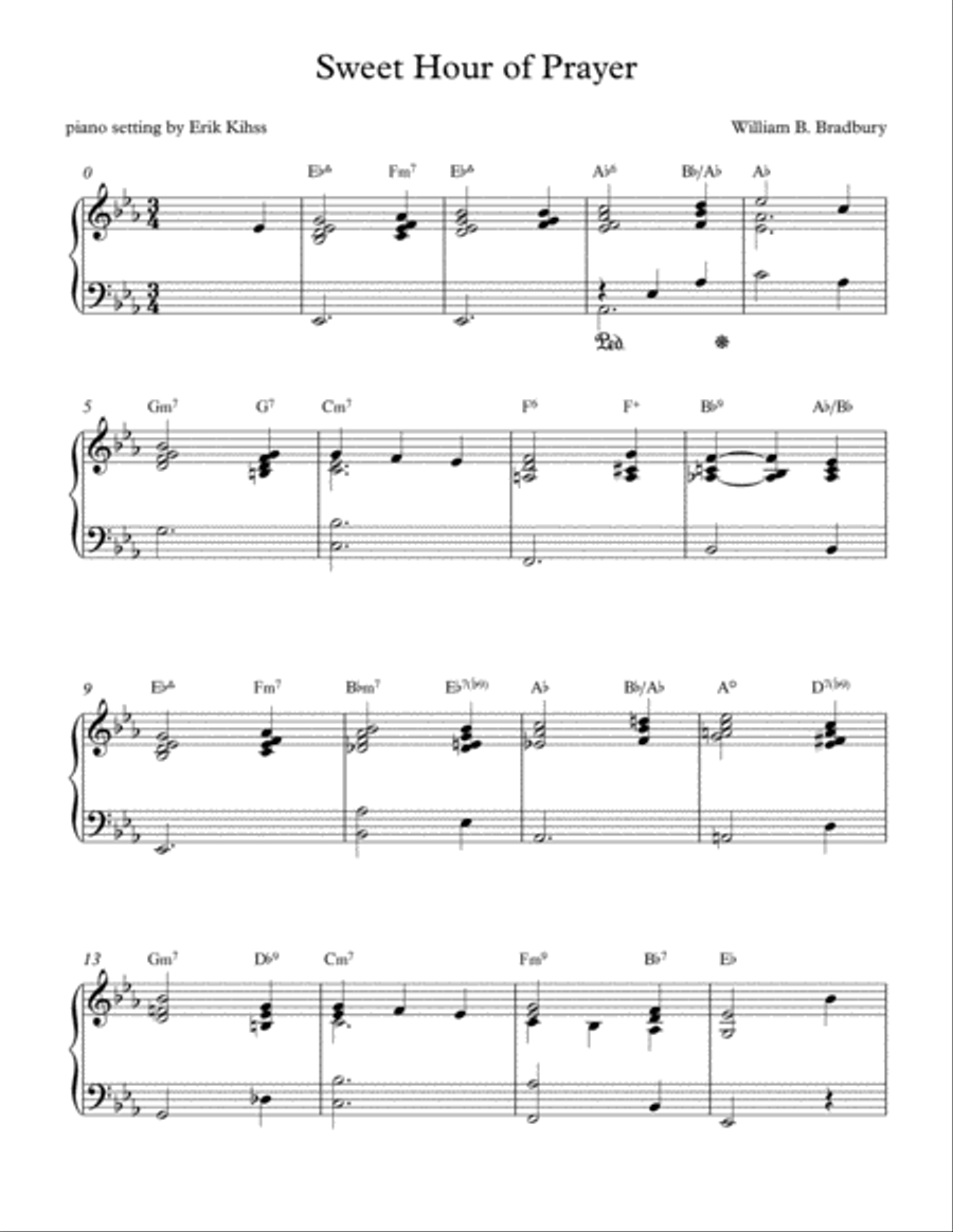 Sweet Hour of Prayer - piano arrangement by Erik Kihss Piano Solo scores gallery preview page 1