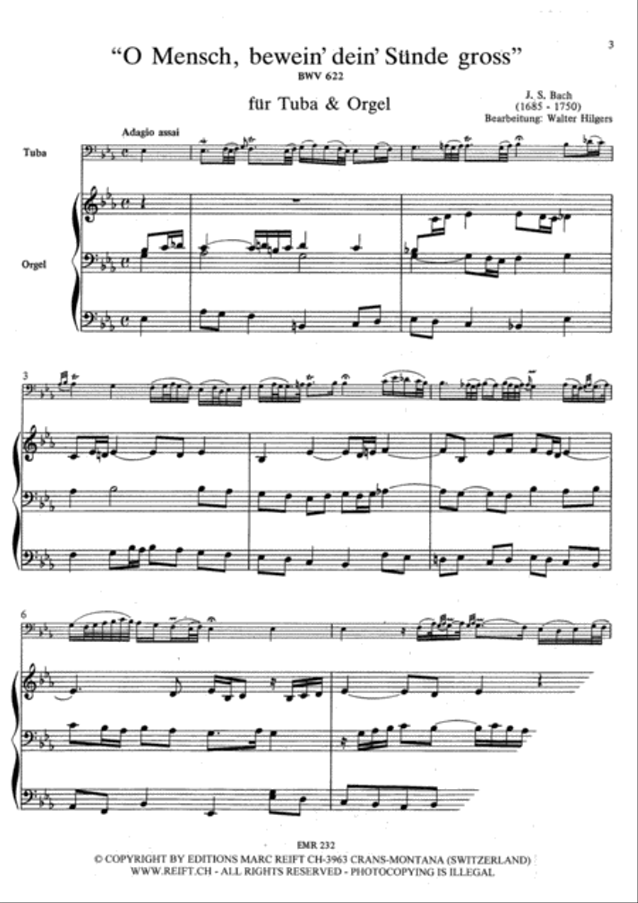 O Mensch, bewein dein Sunde gross Tuba scores gallery preview page 3