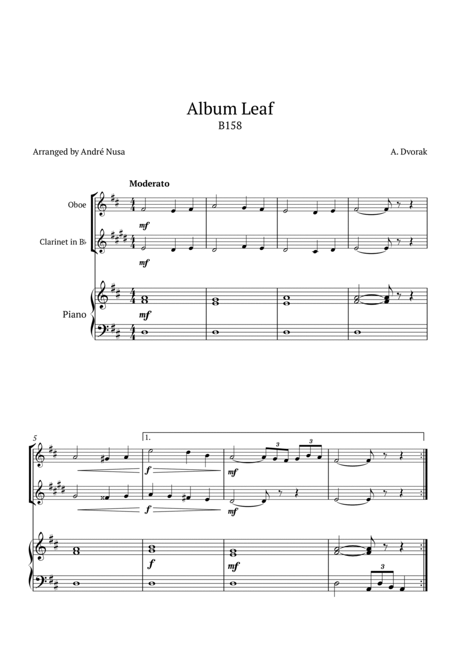 Album Leaf B158 Woodwind Duet scores gallery preview page 1